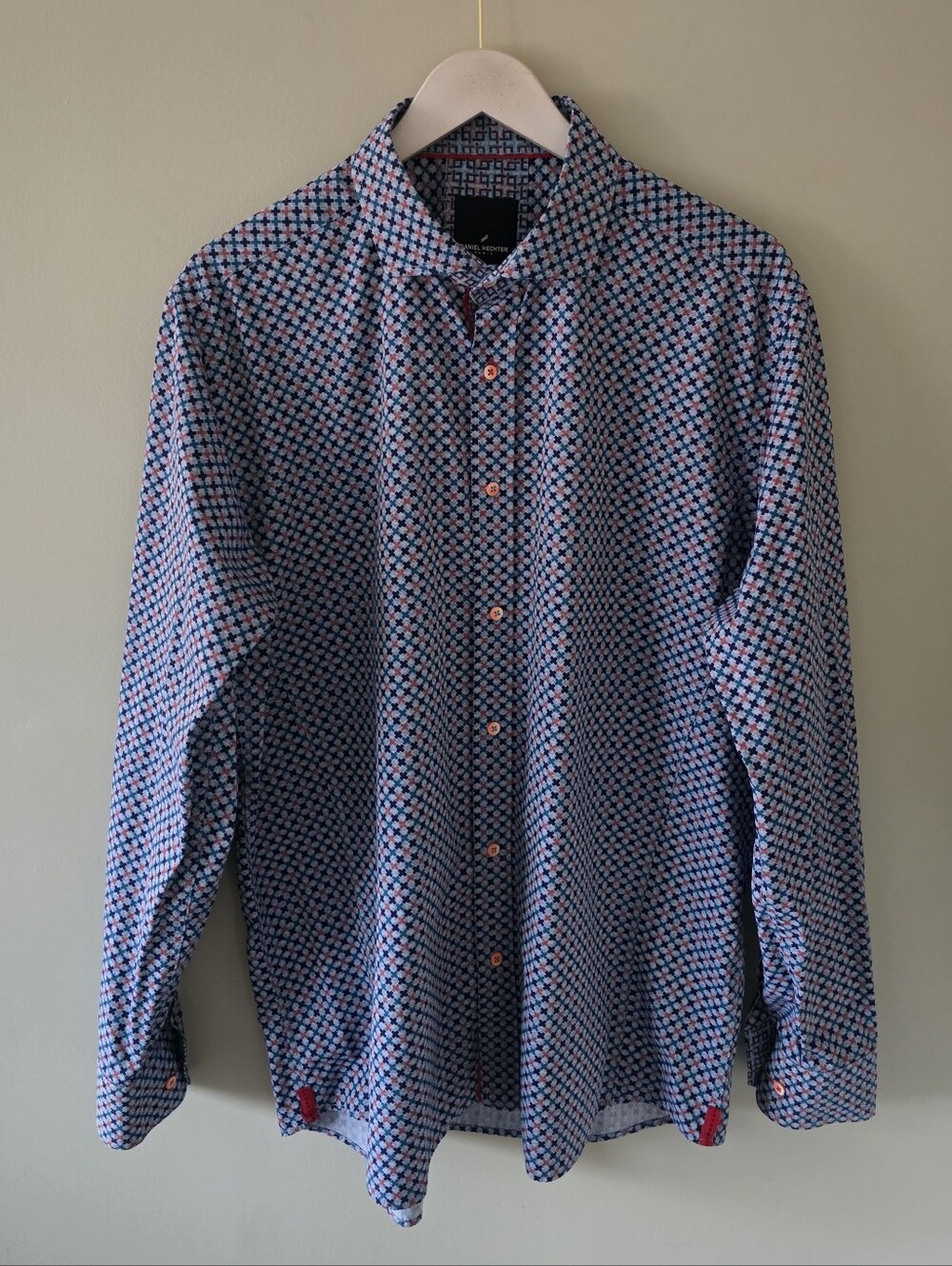 NWOT Daniel Hechter Paris XL Multi-color Geometric Dress Shirt Retro Eclectic
